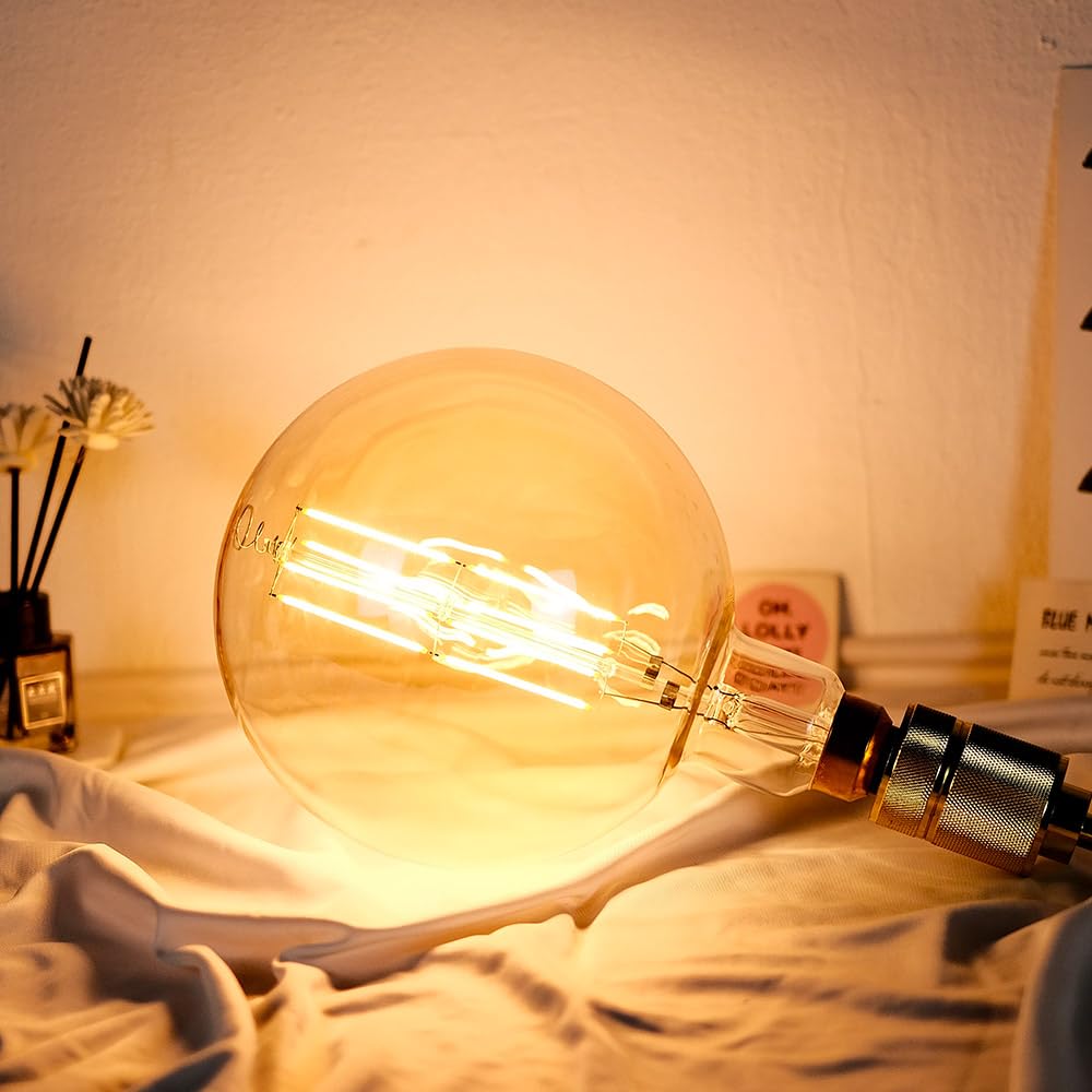 Lampadine a led antiche Lampadina decorativa gigante 8W Dimmerabile E27 Base 220 / 240V 600Lumens Super Giallo Caldo (G200)