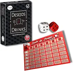 Kit Jogo Casal Erótico Duelo do Prazer 36 Desafios 2 Dados + Baralho Jogo Desejos e Drinks 50 Cartas