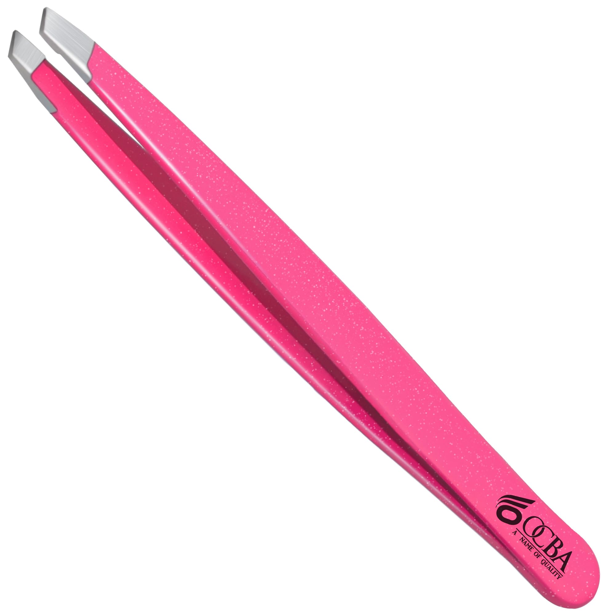 Ocba Women's Glittery Pink 4 Pcs Tweezers For Facial Hair & Men For Precise Grooming Of Eyebrows - Professional Stainless Steel Eyebrow Tweezers For Ingrown Hair On Nose Ear (Glittery Pink)