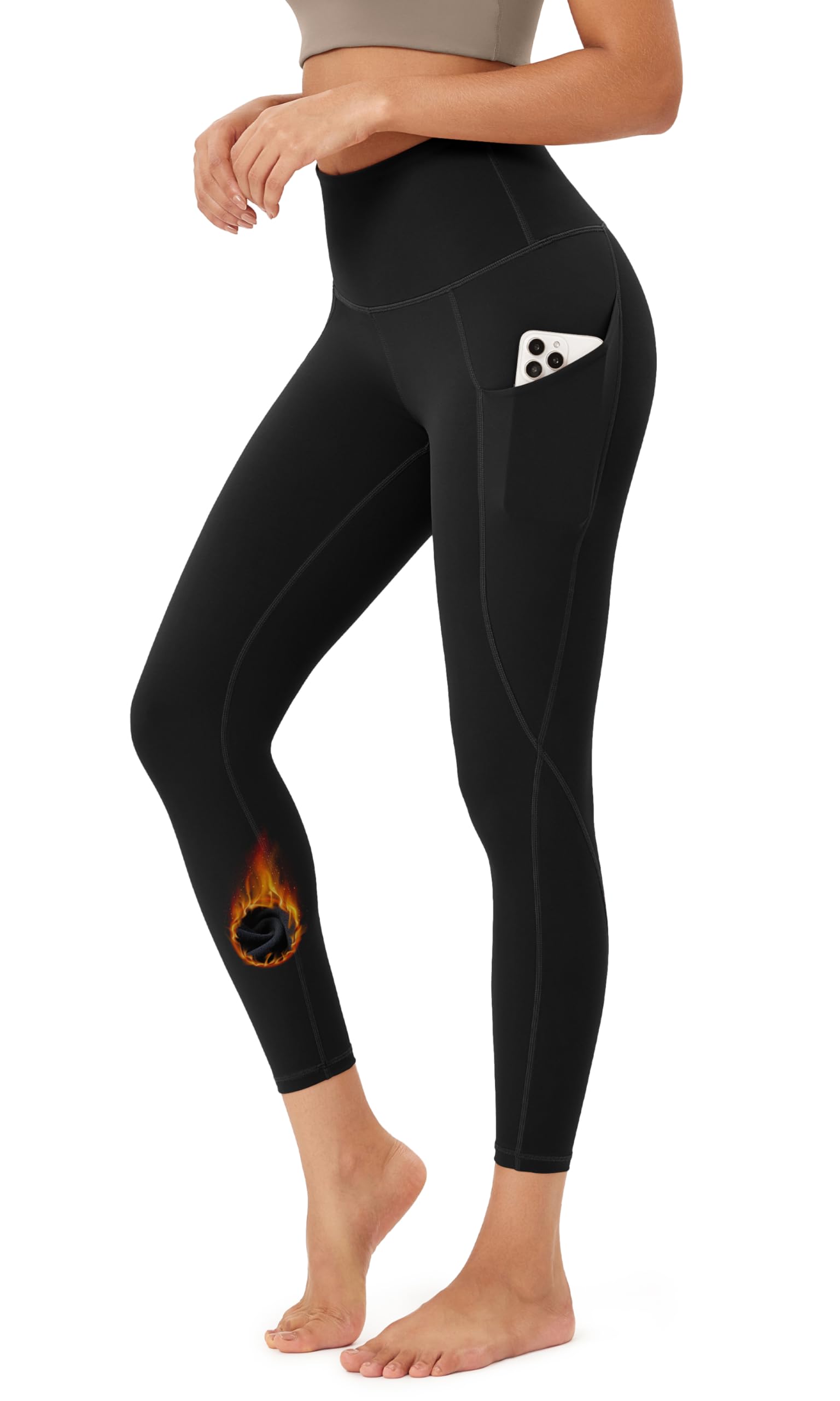 ODODOS ODTHERMAL Women's Fleece Lined 7/8 Length Yoga Pants with Pockets - 25
