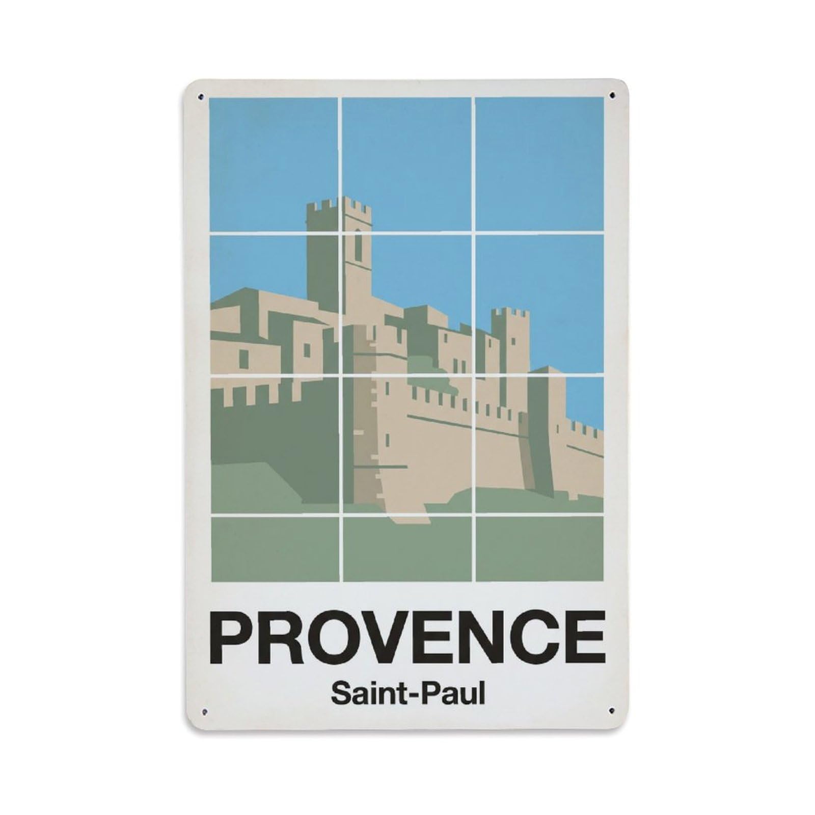 Gead 8X12inch Style Vintage Travel Provence Medieval Village Metal Tin Sign