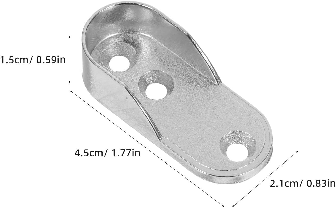 20pcs 3 Hole Oval Wardrobe Rod Bracket Zinc Alloy with Screws