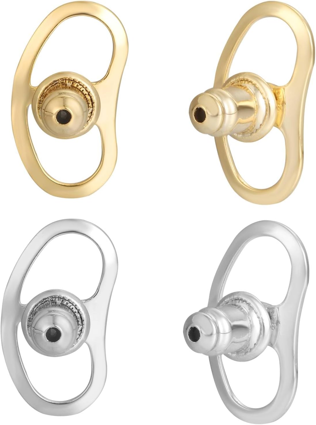 Earring Backs for Droopy Ears, JIACHARMED Locking Bullet Earring Backs Replacements for Studs Large Earring Backings 4pcs Tight Earring Lifter Backers for Heavy Earrings,Mixed Color