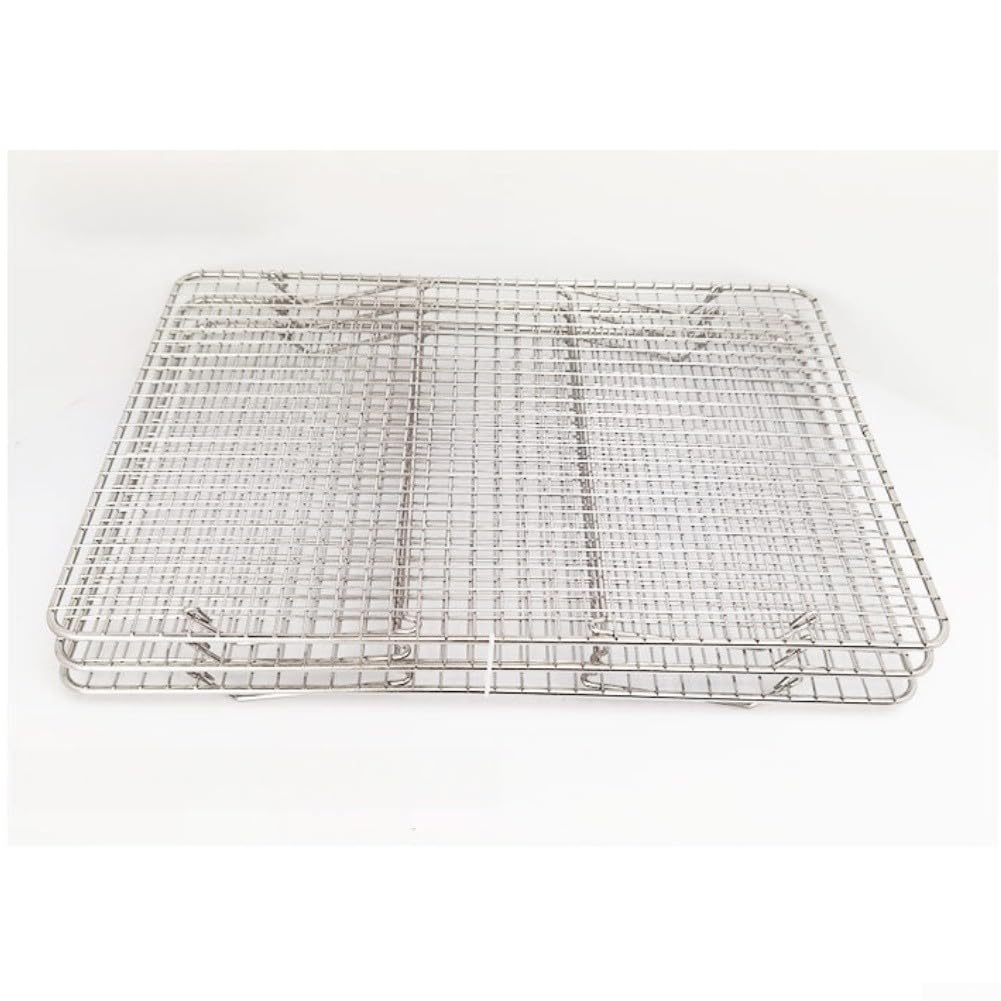 Juego de rejillas de enfriamiento de acero inoxidable de grado 304 de alta resistencia para pasteles, galletas, diseño apilable para ahorrar espacio de almacenamiento, 16.5 x 12 x 3.5 pulgadas, color