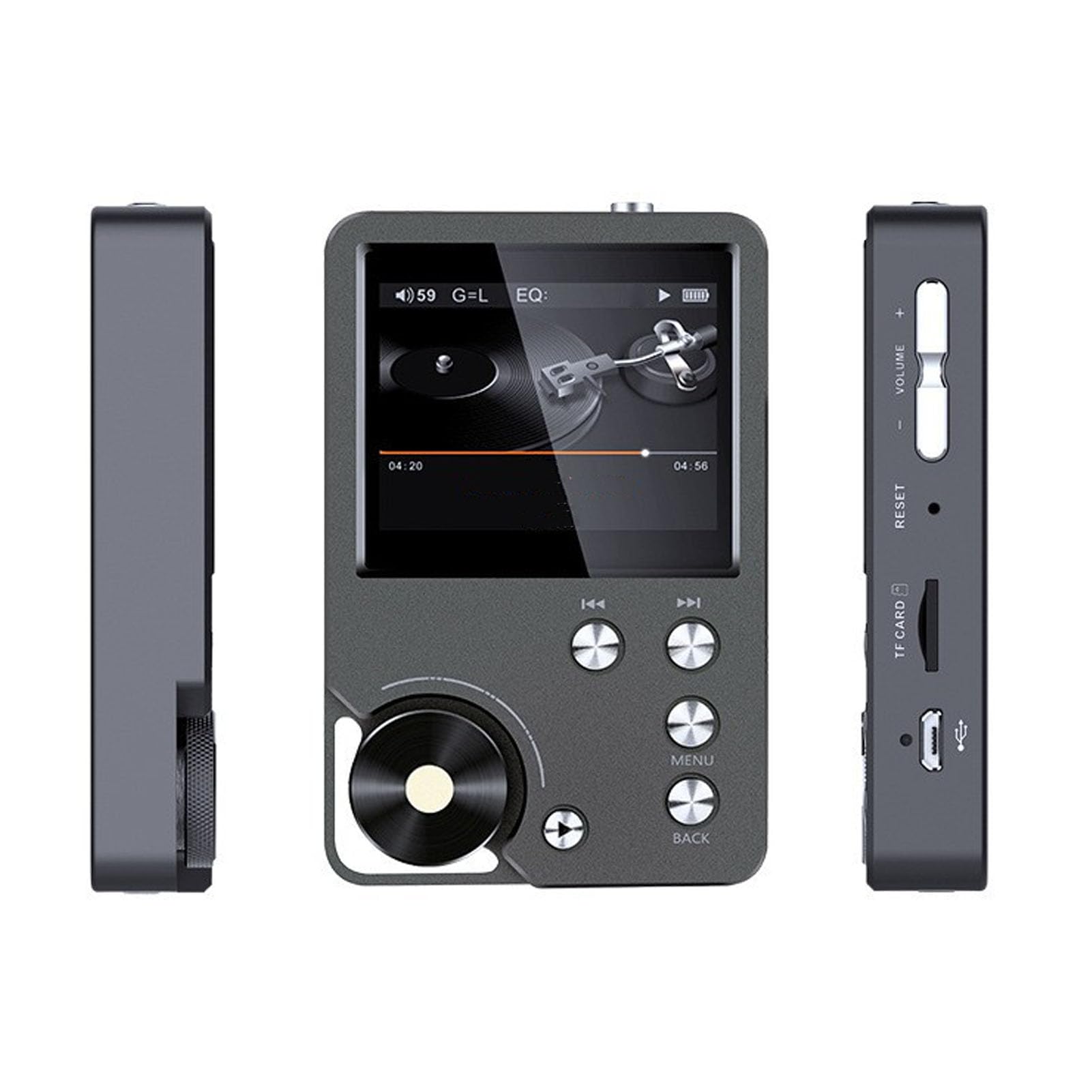 Hi Res MP3 Player, DSD 128 FLAC DAC Hochauflösender Verlustfreier Audio Player mit 64GB Speiche 2.0-Zoll-LCD-Display, Tragbarer MP3 Musik Player Unterstützt bis zu 256 GB