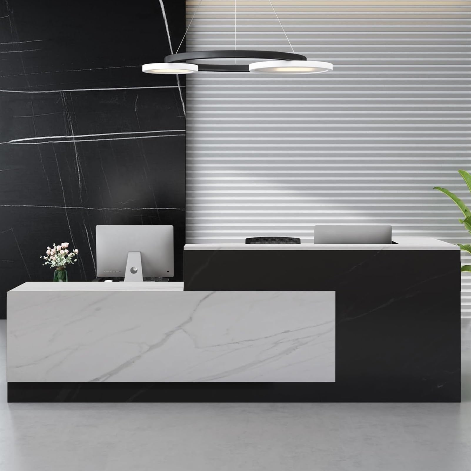 Moderner Empfangstisch – Stilvolle Bürotheke & Registrierkasse für Salons, 260 x 60 x 105 cm, Weiß – perfekt für Empfangsbereiche und professionelle Arbeitsbereiche