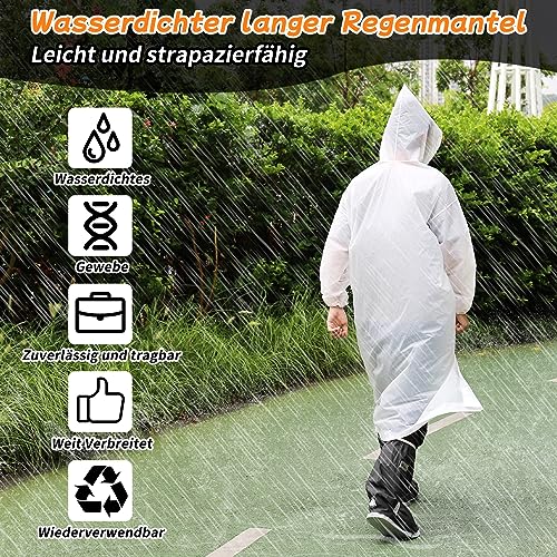 ioutdoor Regenponcho 2 Stück, Wasserdicht Regenmantel, Wiederverwendbar EVA Regenjacke, mit Kapuze Wasserdicht Atmungsaktiv Regenbekleidung Tragbarer, für Wandern Camping, für Damen Herren (Gelb)