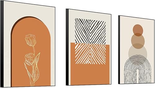 Miniatura 9 de 3 lienzos abstractos enmarcados para pared, ilustraciones en azul, blanco y gris, simple y elegante para sala de estar, dormitorio, oficina,