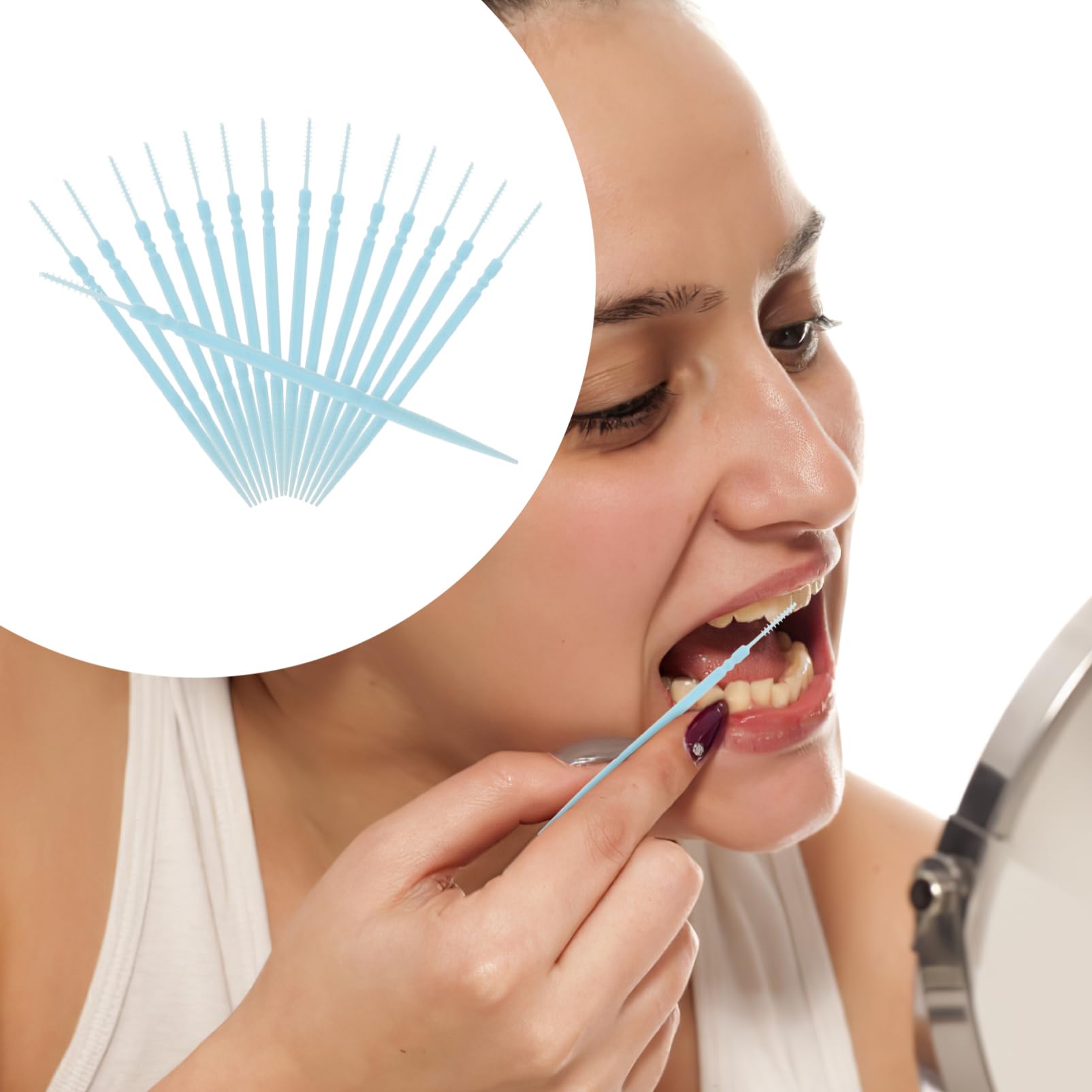 Luxshiny 1060 Palillos de Dientes de Doble Punta de PP para Limpieza Interdental sin Dañar Encías, Diseño Ecológico Cepillo de Pescado y Punta Cónica para Cuidado Bucal Diario