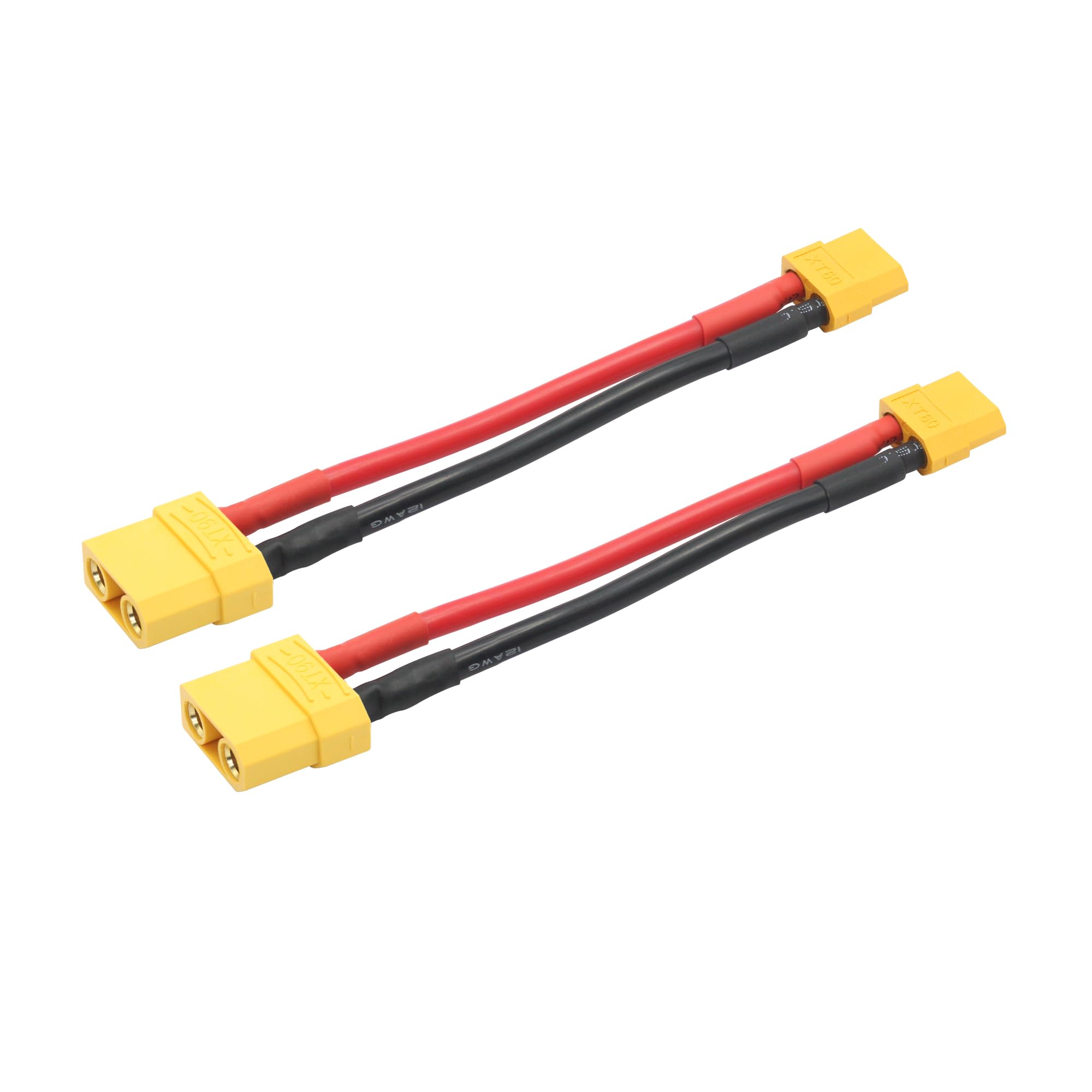 Maixbomr Short XT60 & XT90 Battery Connector Cable 4inch, XT60 Female to XT90 Female Connector Adapter with 12AWG Cable for RC ESC and RC Lipo Charger etc(2Pcs)