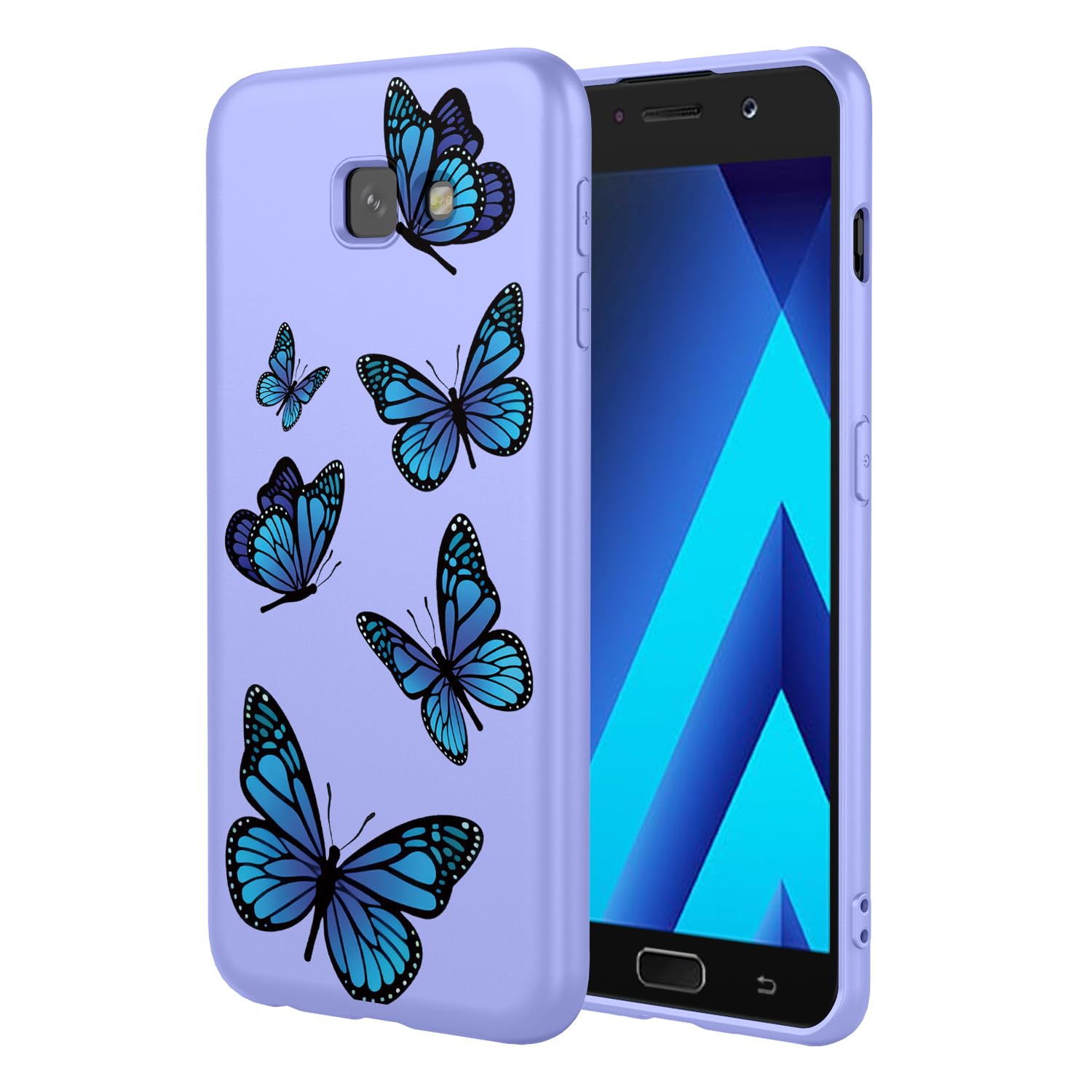 HTXWXJC Phone Case for Galaxy A7 2017 Case, Samsung A7 2017 SM-A720 Case Shockproof Flexible Bumper TPU Soft Case Butterfly Pattern Phone Cover for Samsung Galaxy A7 2017 Purple Butterfly