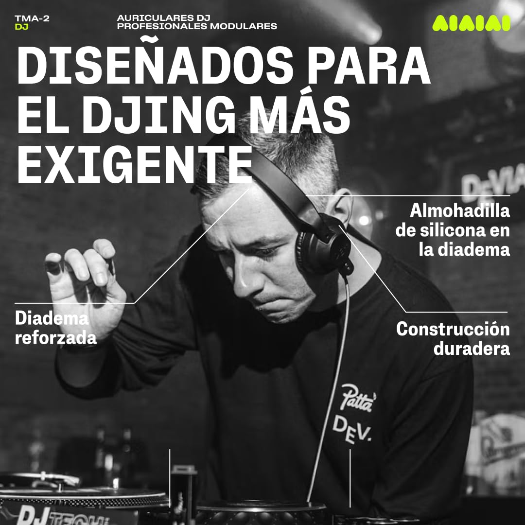 Aiaiai TMA-2 DJ - Auriculares DJ Profesionales on-Ear con Graves potentes, construcción Duradera y Almohadillas de Alto Aislamiento acústico, diseño Modular con Piezas fácilmente reemplazables