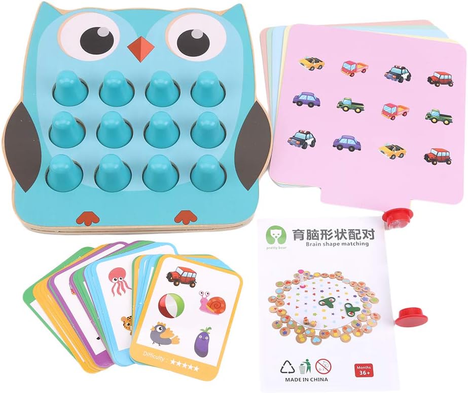 YSINFOD 2 in 1 Children Wooden Puzzle Shape Color Matching Toys Cute Kids Memory Detective Game Parent Child Game Educational Toys