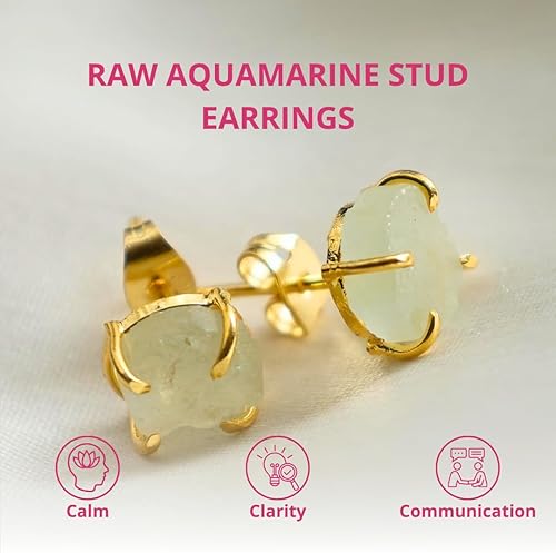 Miniatura 112 de Gempires Natural Raw Prong Setting Stud Earrings, 8-10 mm Crystals Earring, Handmade Jewelry, Gift for Her