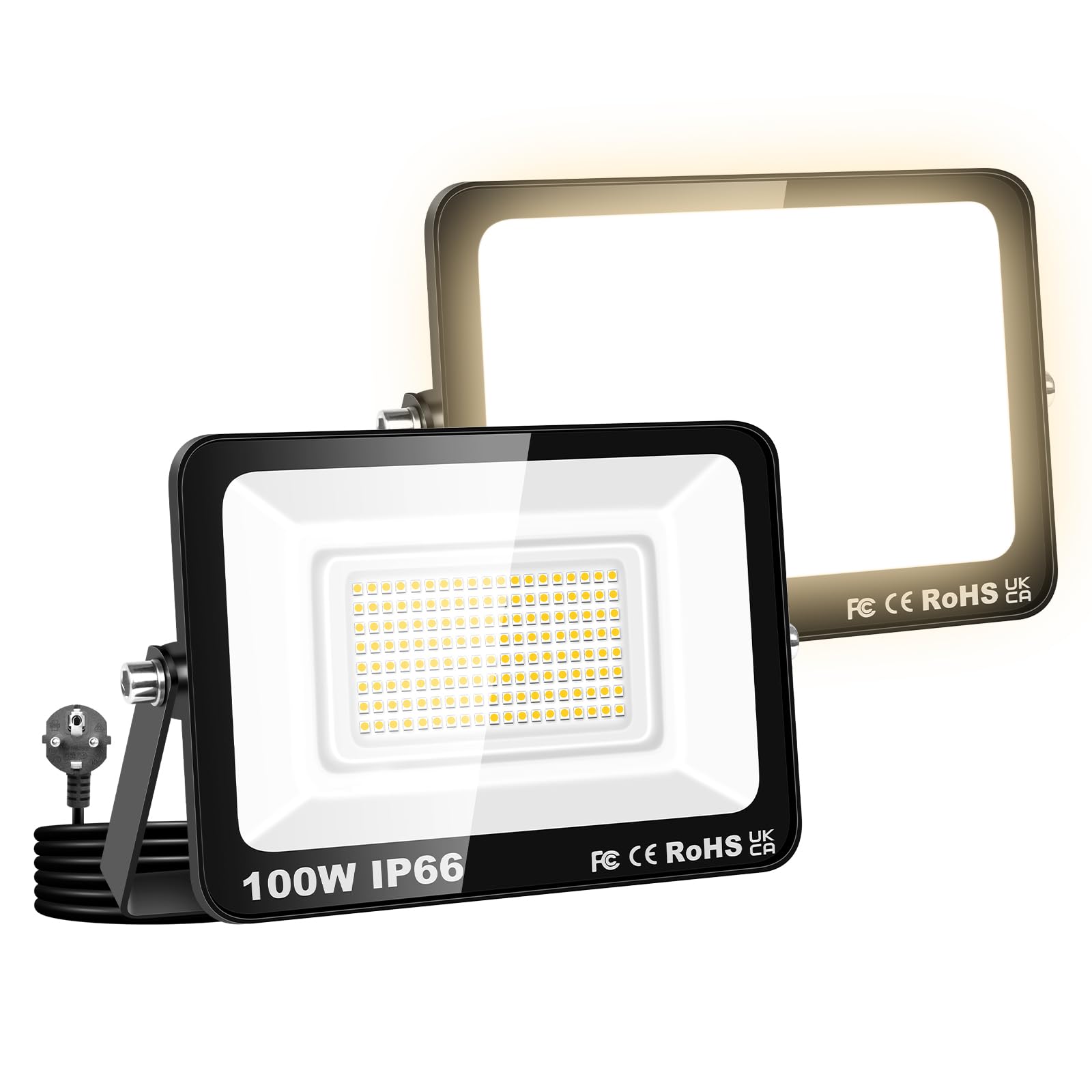 Willpower Projecteurs LED Extérieur 100W, Spot LED Blanc Chaud 3000K