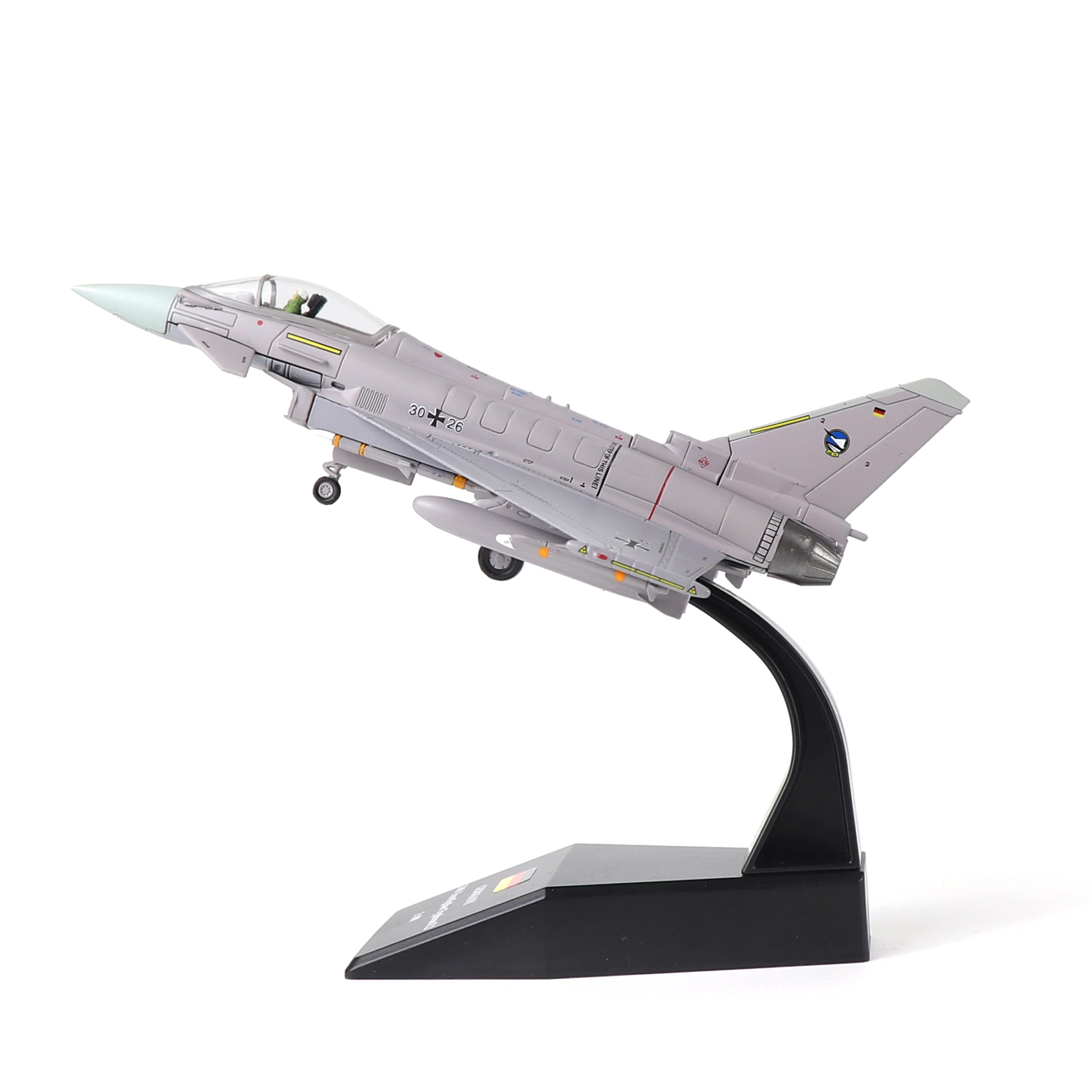 NUOTIE Modelo de Avión a Escala 1/100 del Eurofighter Typhoon EF-2000,Modelo Fundido a Presión de Metal de Avión de Combate Alemán para Regalos y Coleccionables