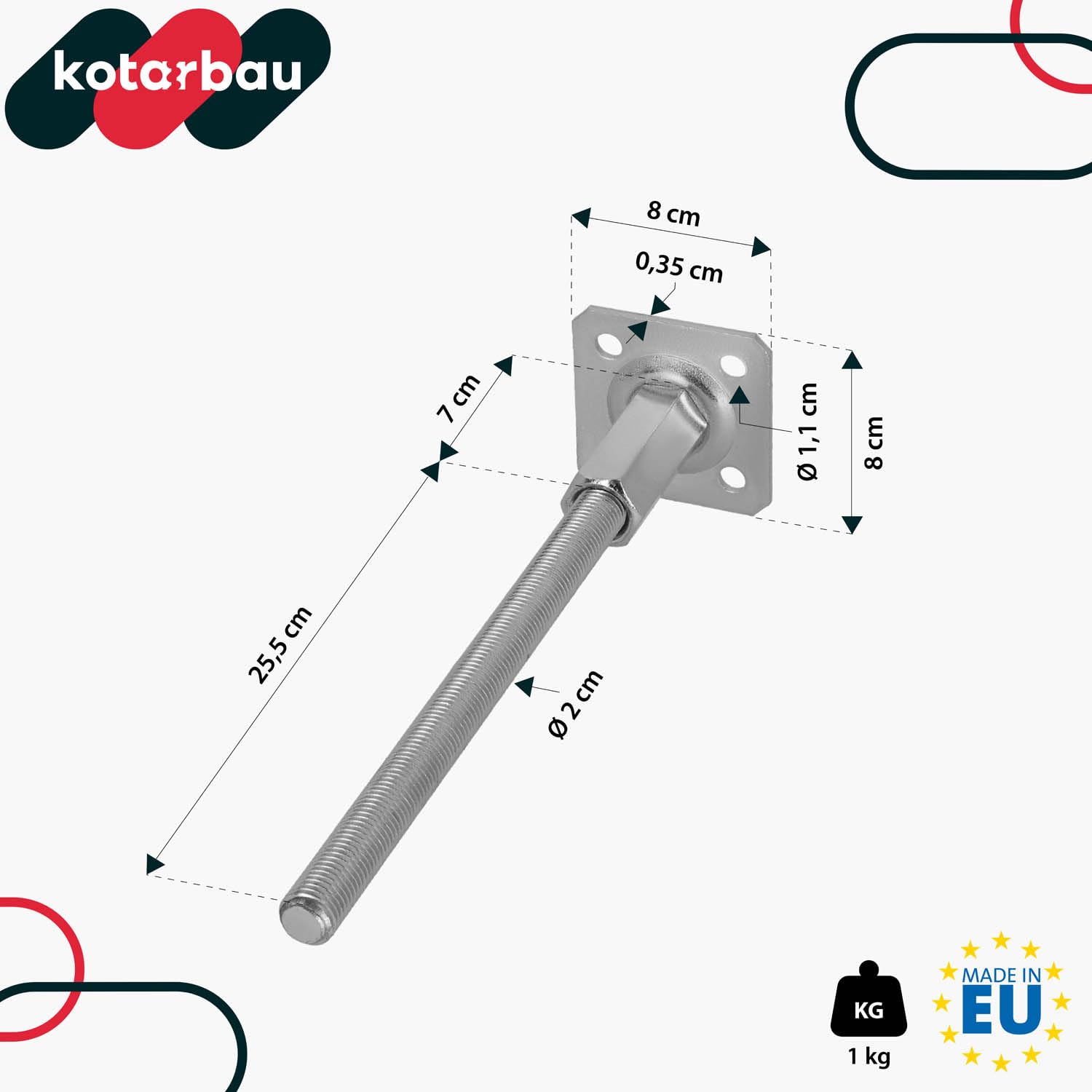 KOTARBAU® 4 soportes para postes, altura ajustable, 80 x 330 mm, acero galvanizado, anclaje para suelo, soporte para postes, base estable, pie de apoyo estable, anclaje vertical de acero ajustable