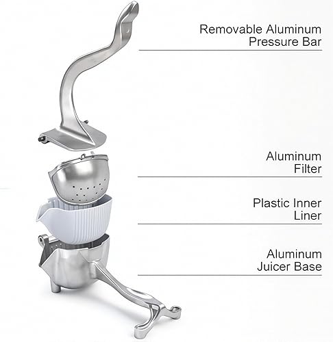 Miniatura 3 de Exprimidor de jugo de frutas, prensa manual de cítricos con tazón de gran capacidad, exprimidor de mano de metal duradero para limón, naranja y más