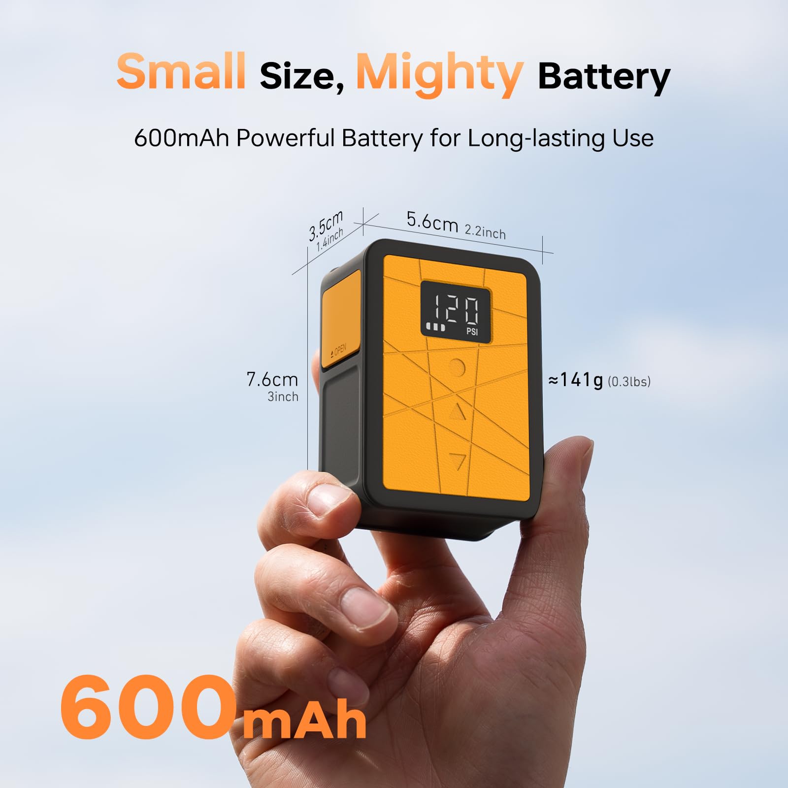 AIRBANK Pompe à vélo étanche avec manomètre, 120 PSI, 600 mAh, Pocket 3 | Étanche, pour les jours de pluie, arrêt automatique, compatible avec les valves Presta et Schrader pour vélos de route