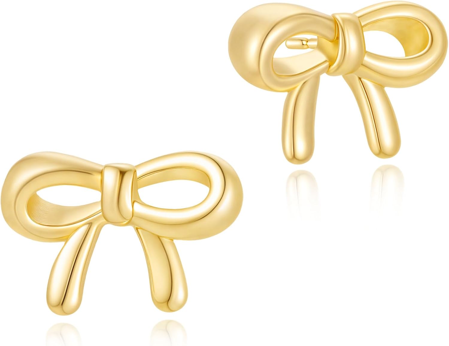 Small Bow Earrings for Women – Bow Earrings 14K Gold/White Gold Plated Minimalist Simple Coquette Ribbon Jewelry - Image 8