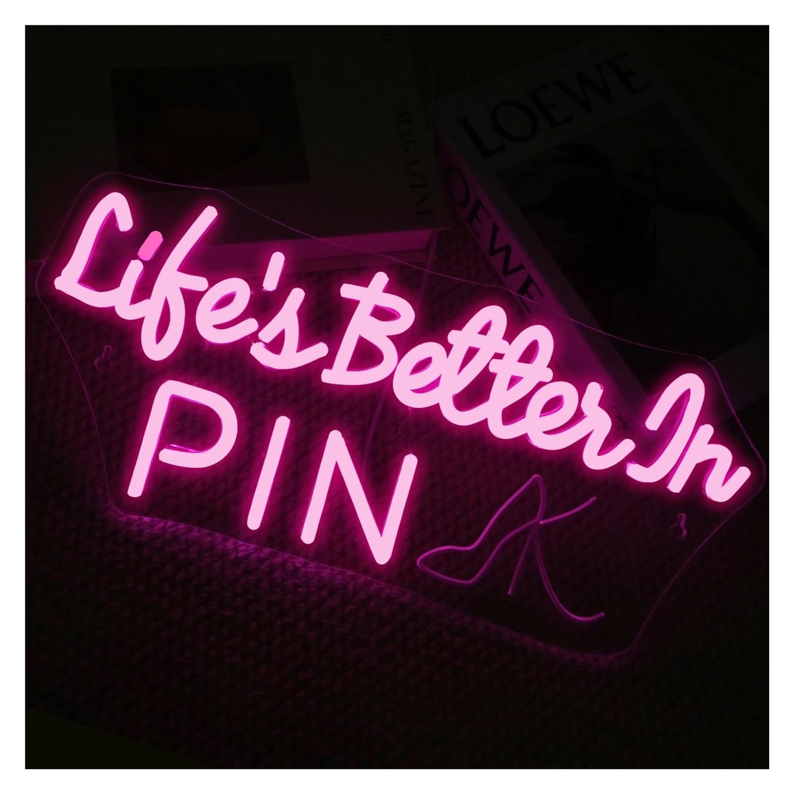 néon signe Enseigne Lumineuse Life's Better In Pink À Intensité Variable Pour Une Chambre Mariage Fête Décoration Murale 42cmx19cm