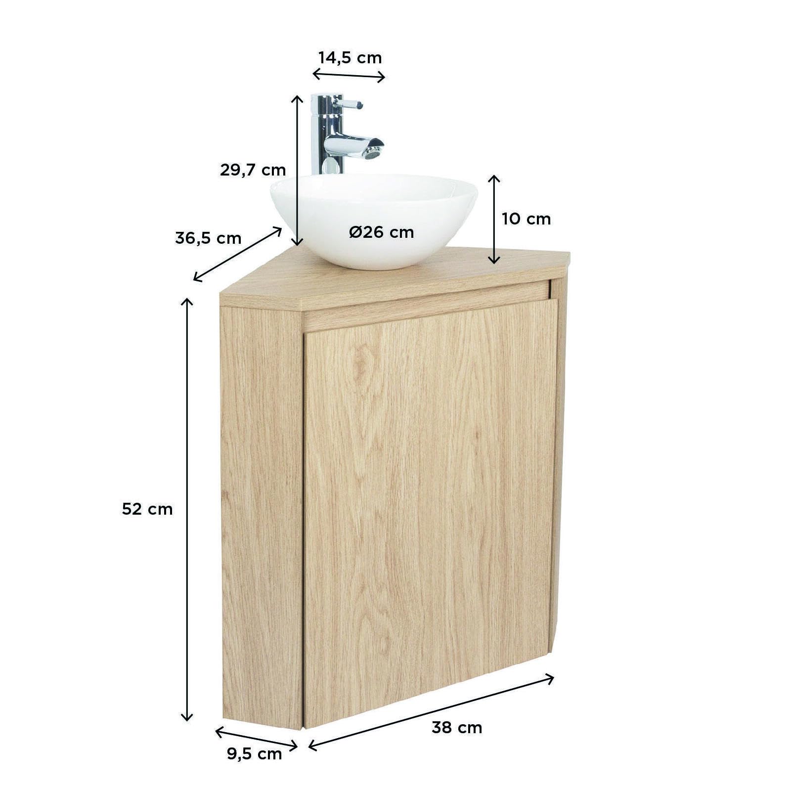 Sorrento - Mueble para lavadora esquinero con lavabo y grifo
