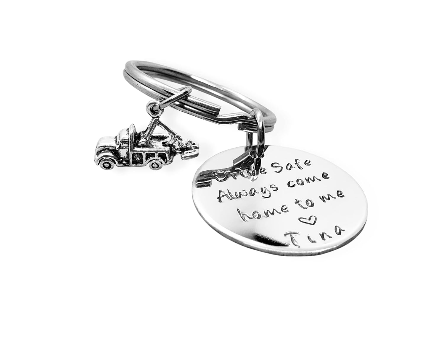 Drive Safe Keychain with Tow Truck, Always Come Home to Me