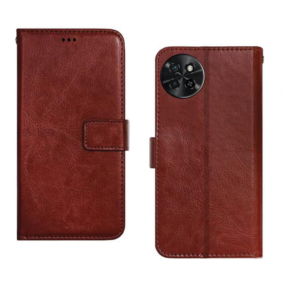 Pinaaki Enterprises ITEL S23 Flip Case | Premium Leather Finish Flip Cover | with Card Pockets | Wallet Stand |Complete Protection Flip Cover for ITEL S23 - Brown (B0C9MGHKMB) Amazon Price History, Amazon Price Tracker