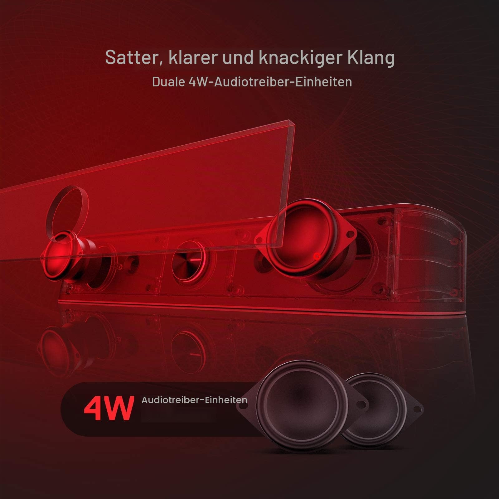 Redragon GS560 Adiemus RGB Desktop-Soundbar, 2.0-Kanal-Computerlautsprecher mit dynamischer Lichtleiste Audio-Light-Sync/Display, Touch-Control-Hintergrundbeleuchtung mit Lautstärkeregler, USB Kable