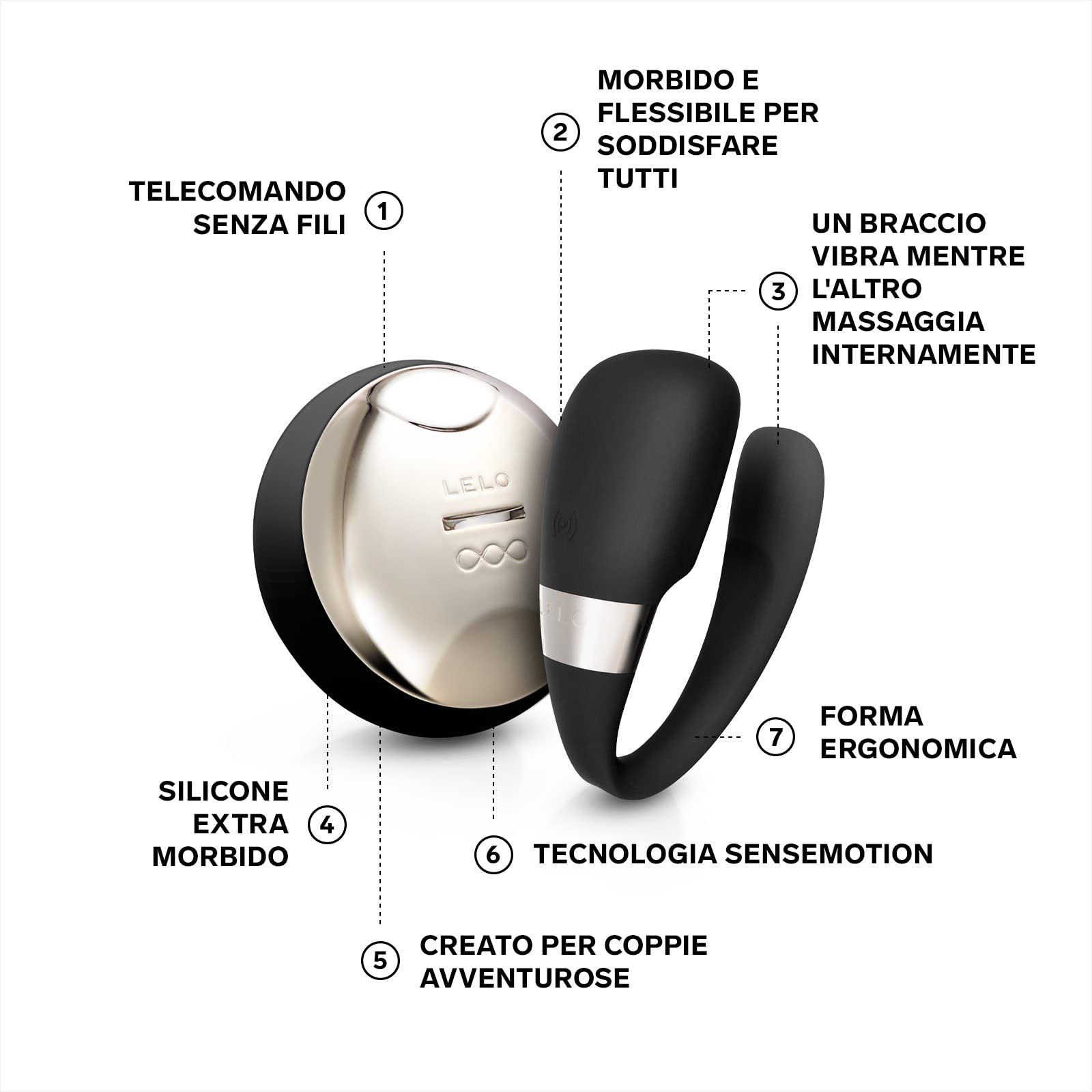 LELO TIANI 3, Vibratore per Coppia, Sex Toy per Adulti Controllato Tramite Telecomando, Sex Toys per Coppie Wireless e Senza Mani Sex Toy Vibrante, Vibratore con Telecomando (Black)