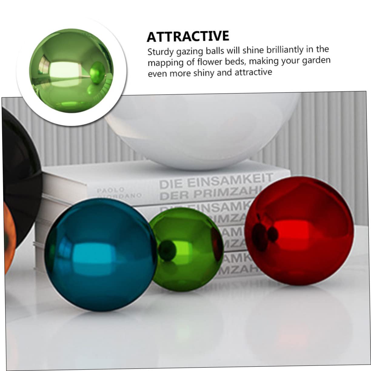 Sfera riflettente da giardino, 2 pezzi, decorazione che adorna il globo riflettente per l'osservazione esterna, sfera infrangibile, per specchi esterni, sfera da giardino, sfera lucidante in acciaio