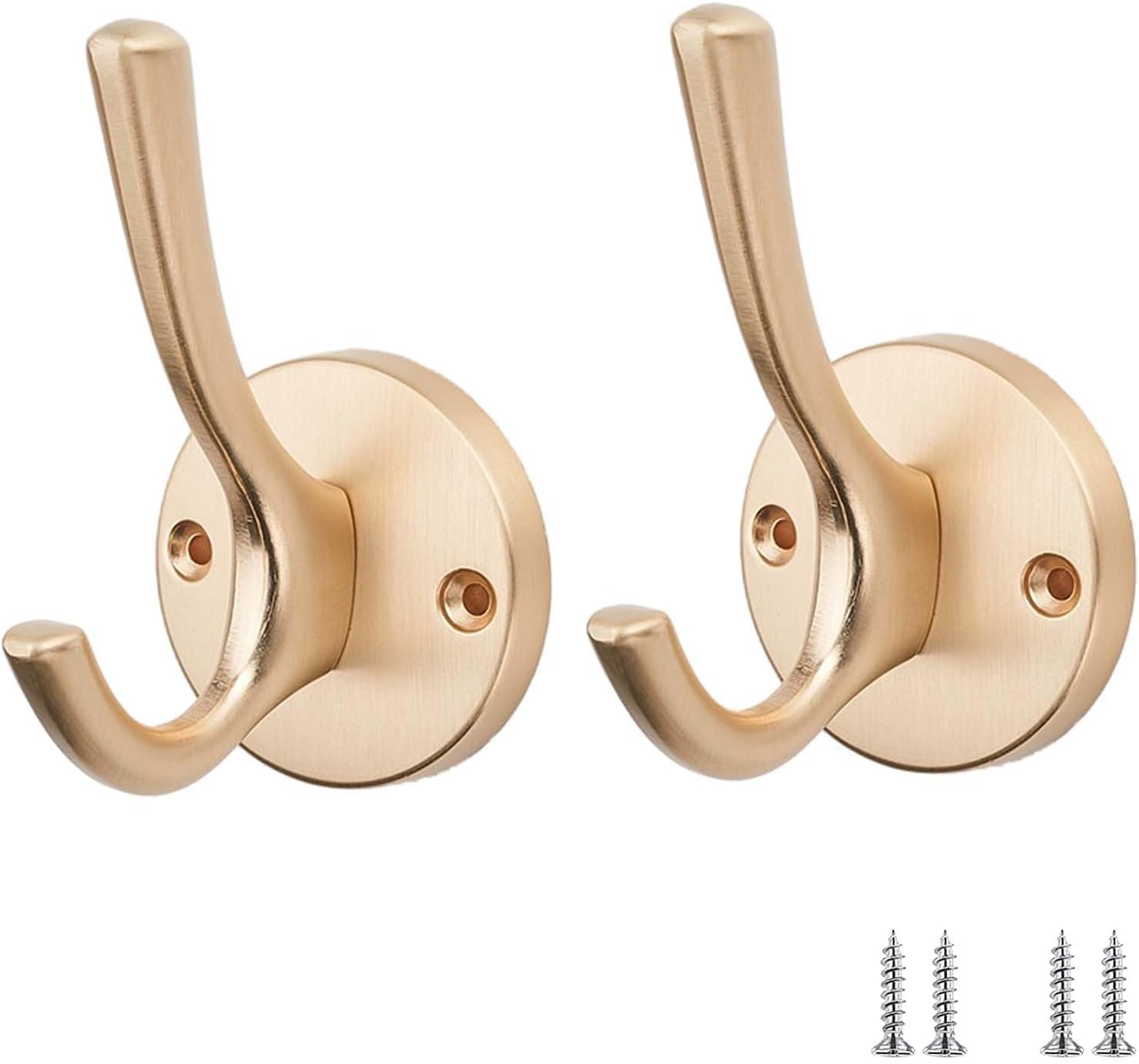 Paqwtyb Gold Hooks, 2 Pack Metal Single Hook Wall-Mounted Coat