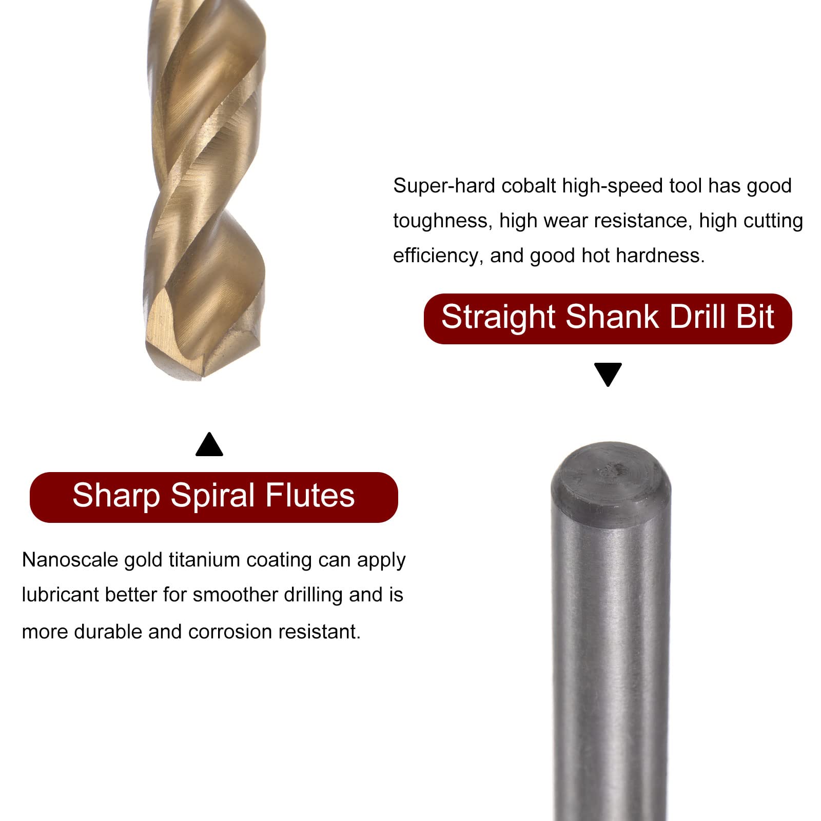 CoCud Torsion Foret Mèches, 4,2 Mm Perçage Diamètre, Noir Oxyde Élevé Vitesse Acier Extra Long Droit Tige - (Applications: Pour Inox Acier Alliage Métal), 2-Pièces