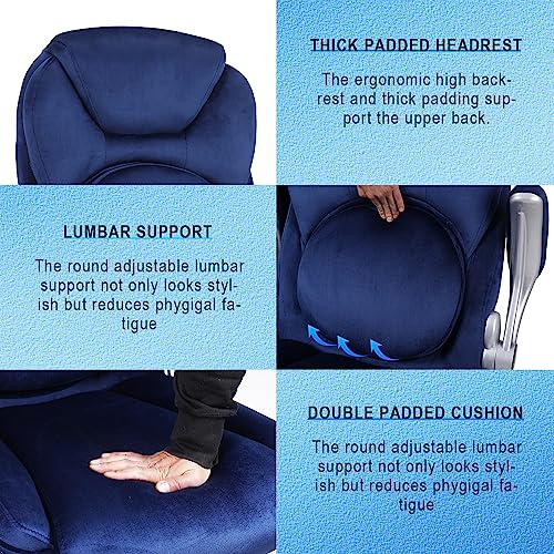 Reficcer Velvet Office Chair, Home Executive Chair With Lumbar Support,90-120°Rocking Ergonomic Computer Desk Chair With Flip-Up Armrs, High Back Swivel Computer Chair, Adjustable Height #TOP5