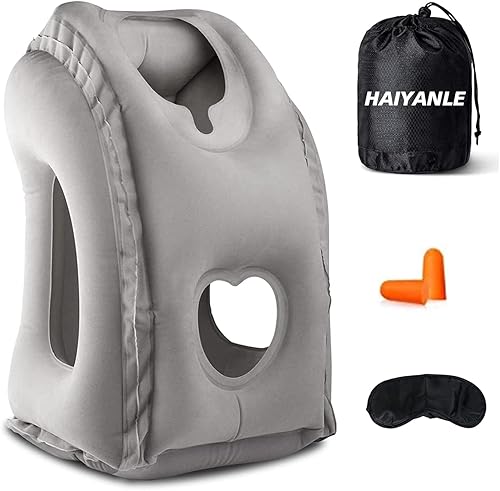 HAIYANLE Almohada inflable de viaje  Almohada de viaje multifuncional para adultos mentón apoyo almohada de viaje cuello almohada para dormir en