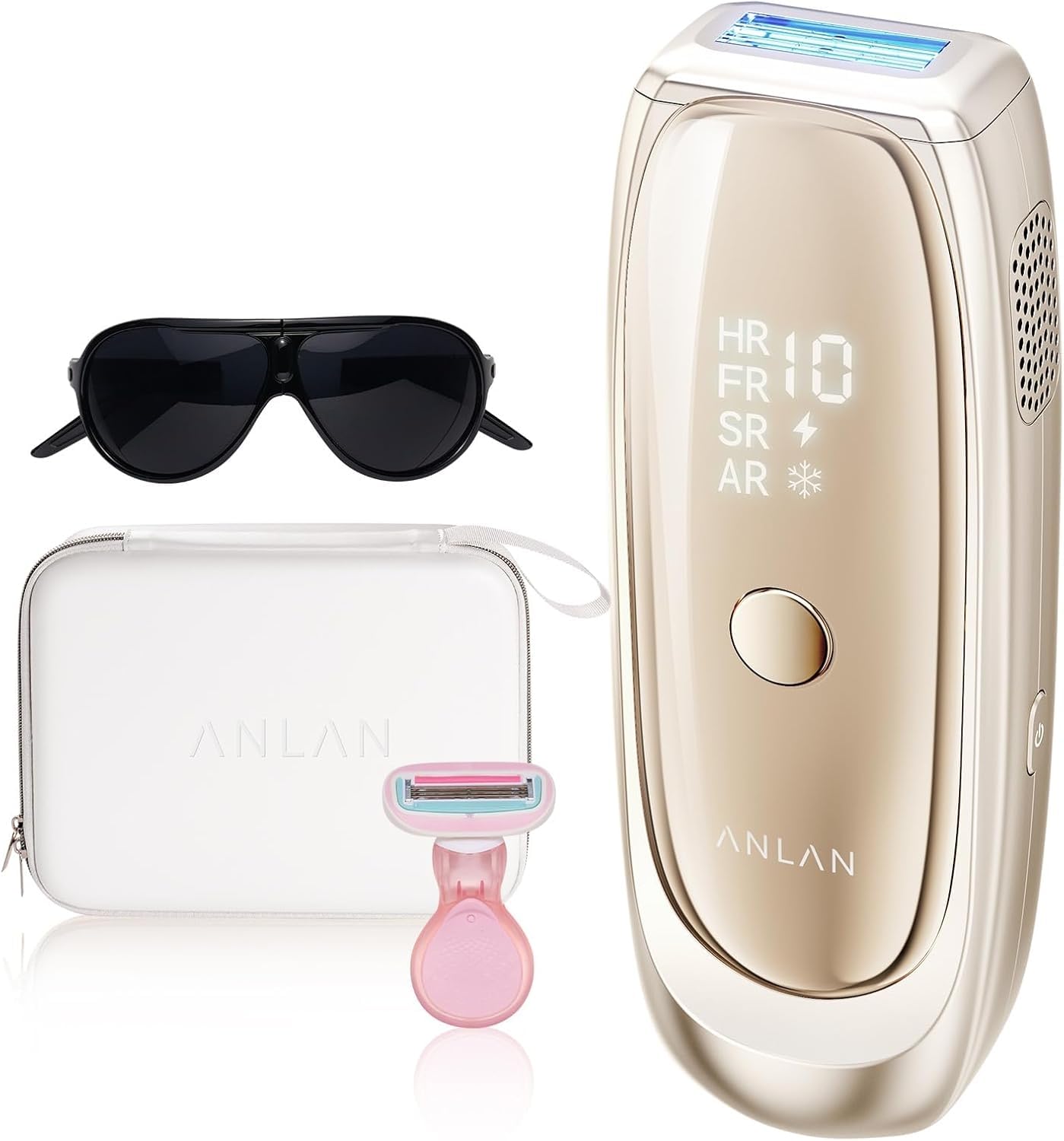 ANLAN 26J Epilatore Luce Pulsata con Raffreddamento Zaffiro Epilatore Laser 10 Livelli e 4 Modalità Luce Pulsee Epilazione IPL per Corpo, Viso, Maglia - Donna e Uomo