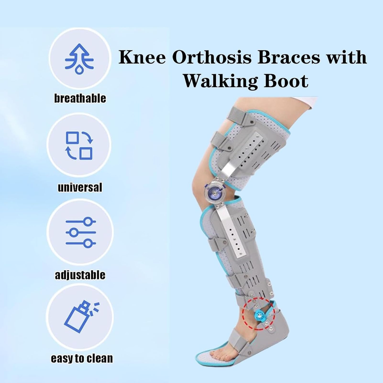 Générique Orthèse de Genou Post-opératoire réglable pour la Jambe avec Support pour la Marche,Left,S