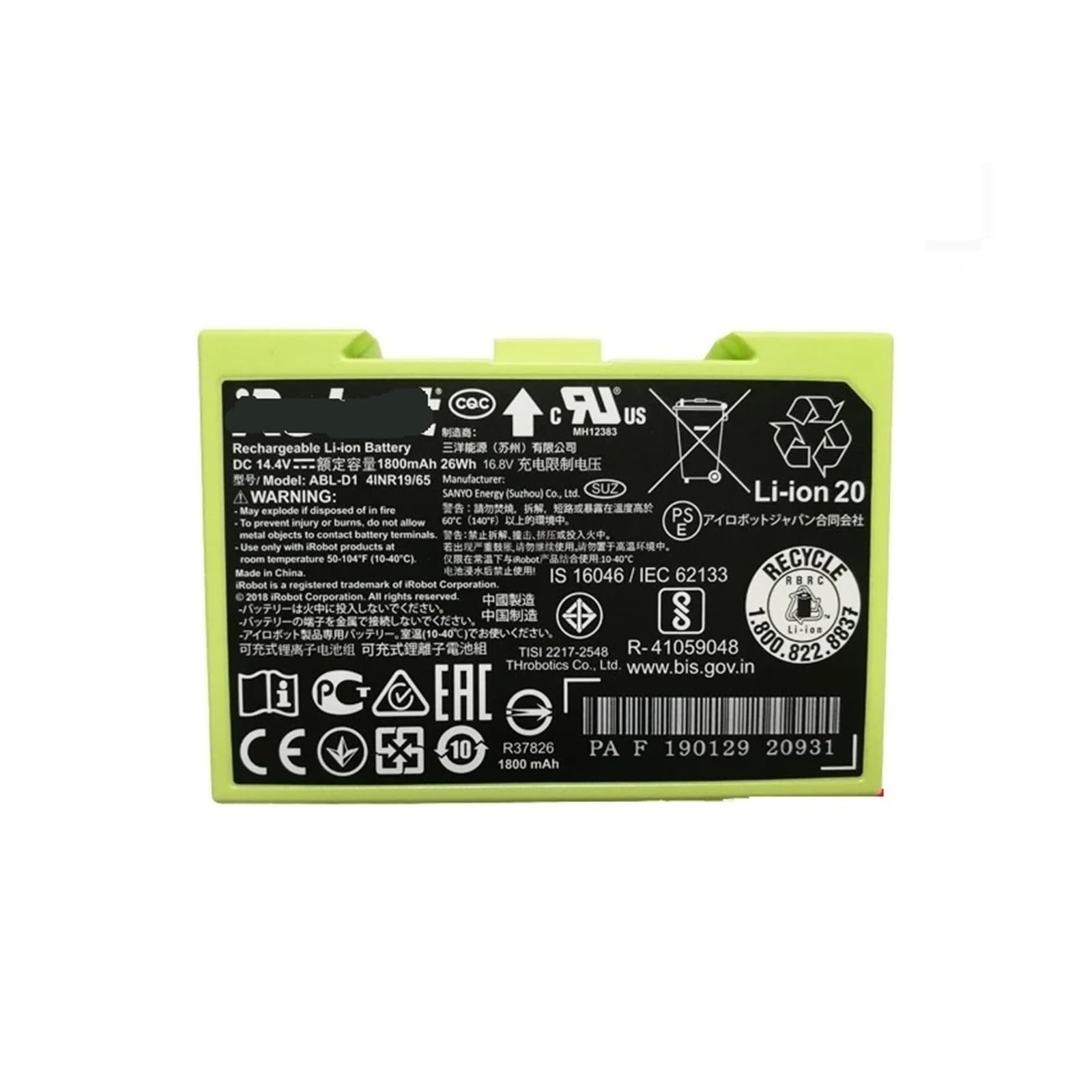 Batería i7 de 14.4V y 1800mAh para iRobot Roomba series i y e 7