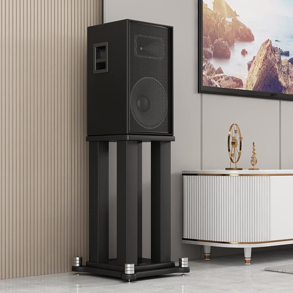RENJJPBO Metal Floor Speaker Stands-1 Pair Surround Sound Home Theater Box Shelf Heavy Duty Bookshelf Speaker Stands for Home Theater (Color : Black, Size : 400mm/15.7inch) (M)