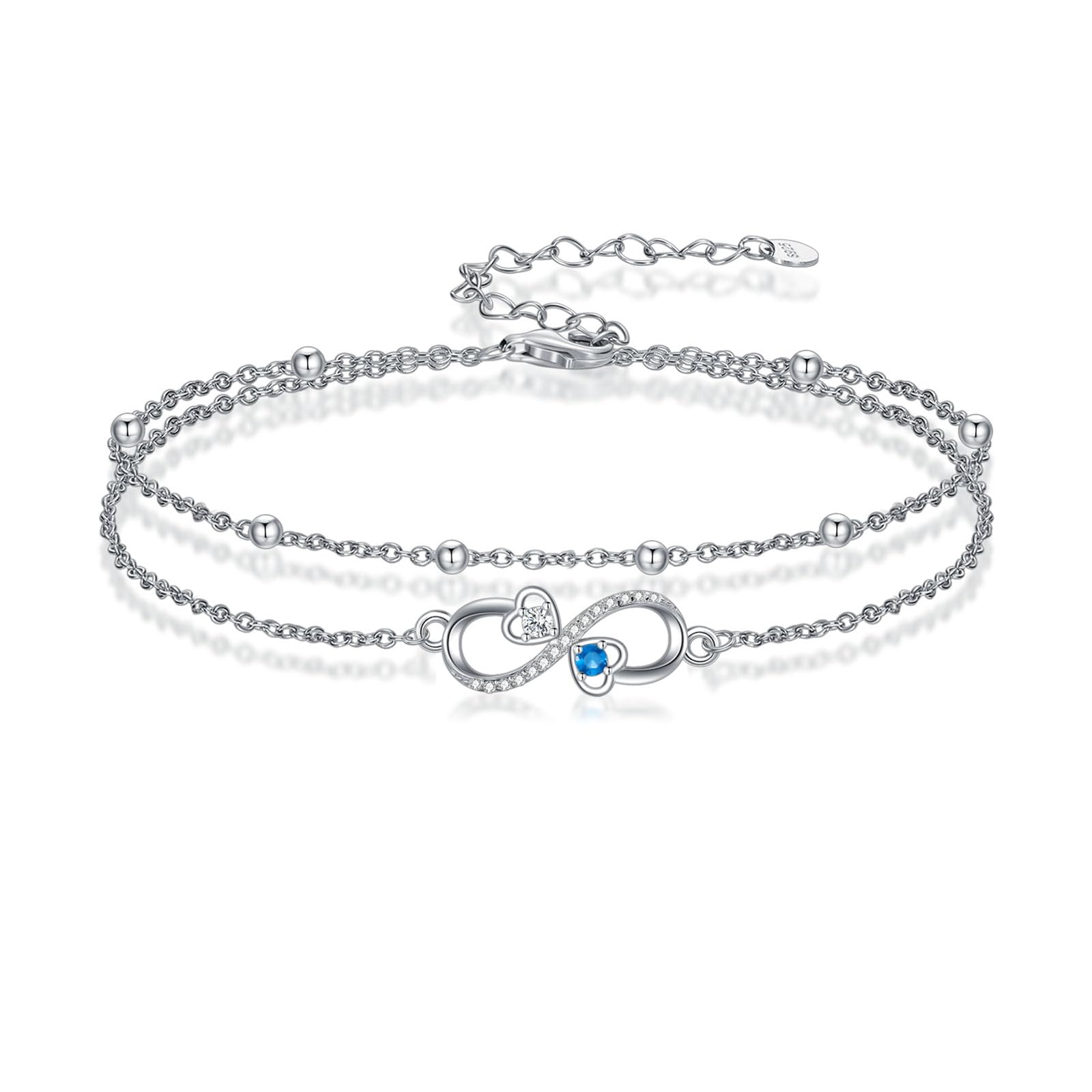 925 Sterling Silver Layered Ankle Bracelets for Women Jewelry Gifts