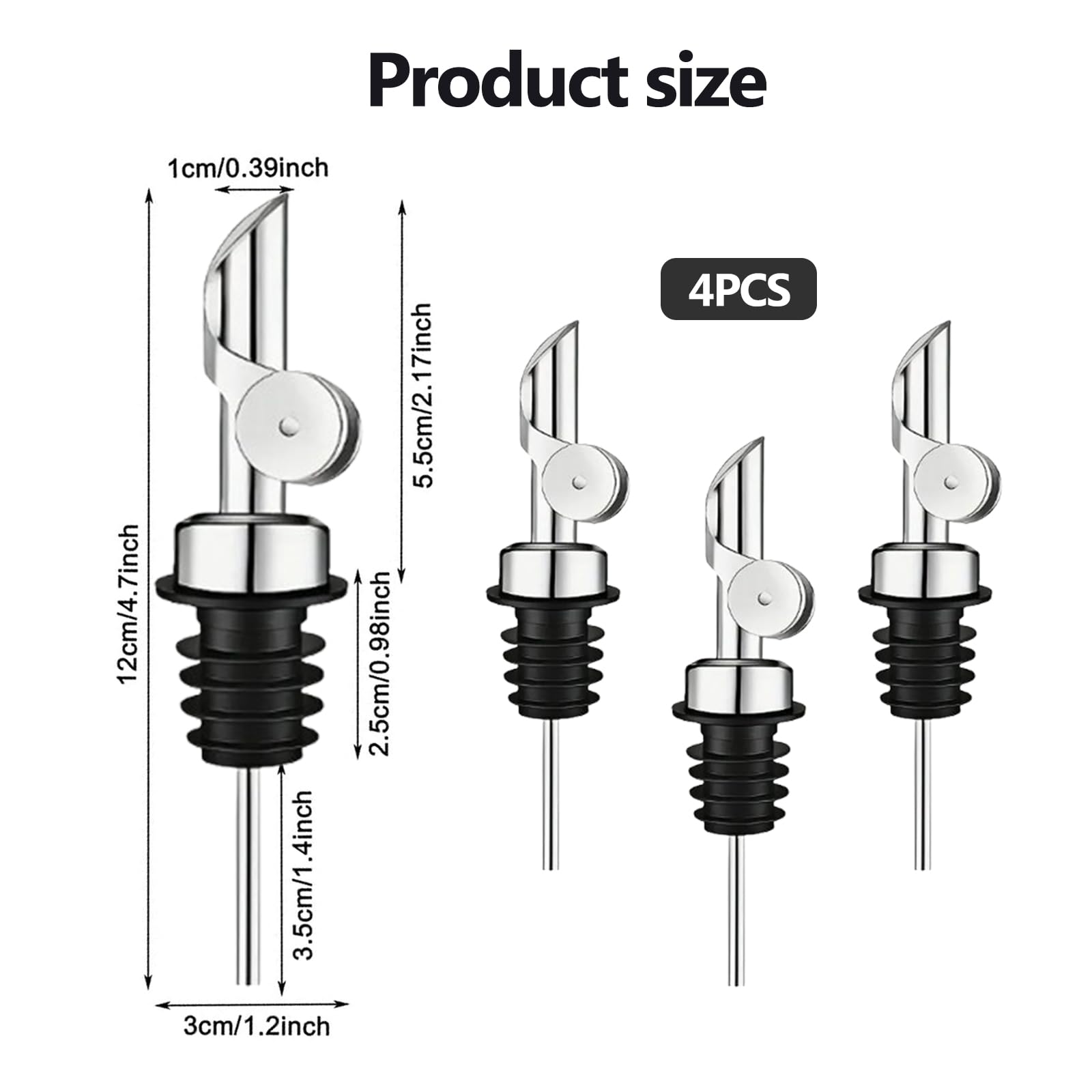 4 Stücke Flaschenausgießer, Edelstahl Olivenöl Ausgießer, Ausgießer für ölflaschen Hält Öl Frisch, Auslaufsicher & Präzises Dosieren, für Wein Schnaps Olivenöl Kaffee Sirup Essig Flaschen