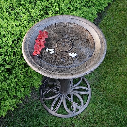 Image of Oakland Living Upland Bird Bath, Antique Bronze, 19W x 19D x 28.4H in.