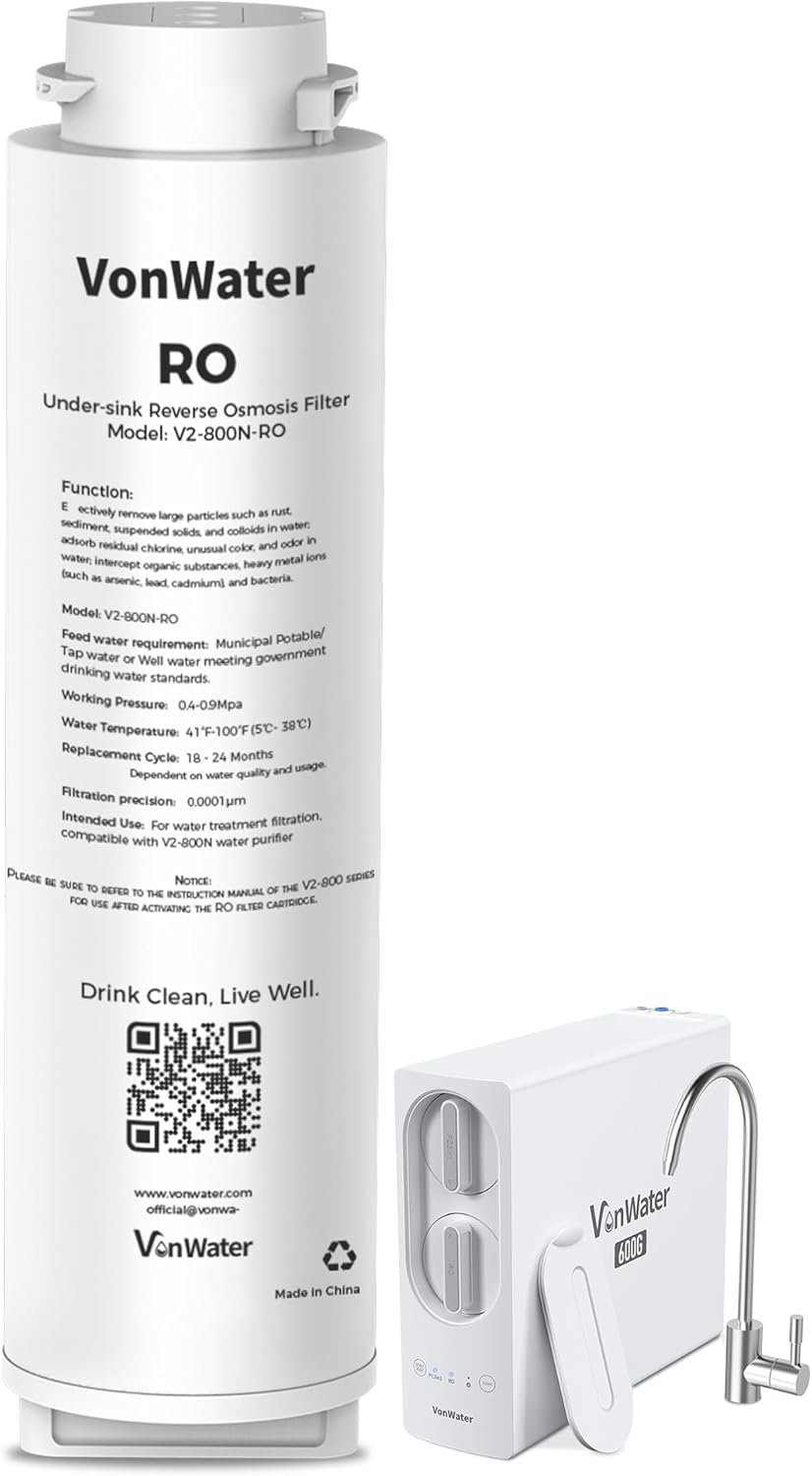 𝐕𝟐 𝐒𝐞𝐫𝐢𝐞𝐬 PC 𝐑𝐞𝐩𝐥𝐚𝐜𝐞𝐦𝐞𝐧𝐭 Filter, for 𝐕𝟐-𝟔𝟎𝟎𝐍 𝐚𝐧𝐝 𝐕𝟐-𝟖𝟎𝟎𝐍 Tankless Under Sink Reverse Osmosis System, 12 Month Lifetime, NSF/ANSI 372 Certified