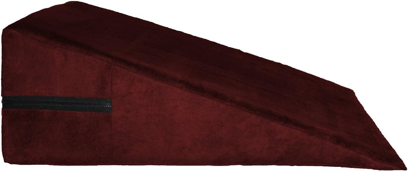 Moonrest Luxury Bed Wedge Pillow - Microsuede - Made in USA (12"H x 24"L x 24", Burgundy)