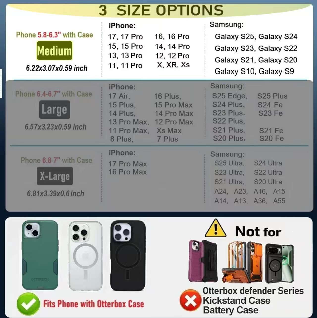 Holster for iPhone 17 16 15 14 13 12 11 & Pro Models, Samsung Galaxy S25 5G S24 S23 S22 S21 S20 S10 S9 S8 A01 A10e Case with Belt Clip, Cell Phone Belt Holder Pouch Cover for Men