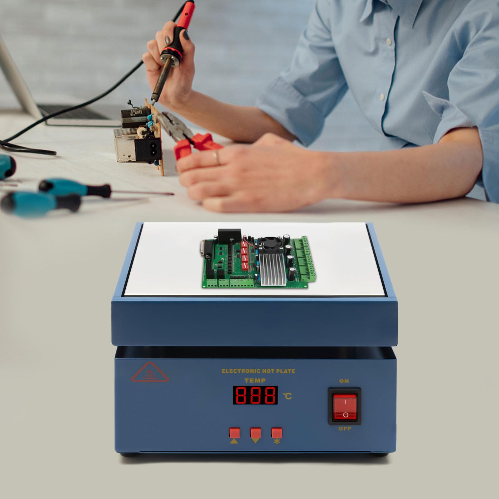 200X200 mm Mikrocomputer Elektrische Heizplatte, 220-250V Digitale LCD-Elektronische Heizplatten-Vorheizstation, Heizung Vorwärmen Löten Vorwärmstation