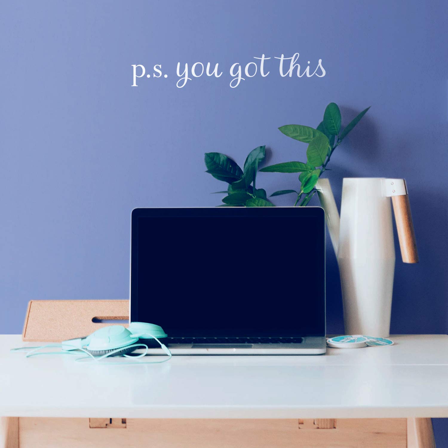 Vinyl Wall Art Decal - P.S. You Got This - 3" x 15" - Modern Motivational Home Bedroom Apartment Business Life Quotes - Cursive Positive Dorm Room Office Living Room Indoor Decor (3" x 15", White)