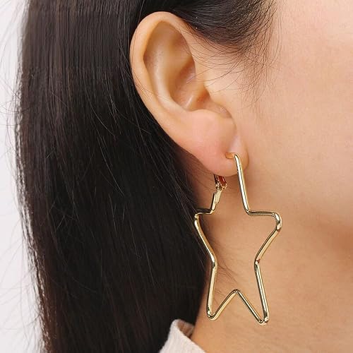 2024 New 18K Gold Star Earrings Exquisite Geometric Simple Alloy Metal Rose Gold Jewelry For Women Girls Birthday Party Gift Fashion Accessories