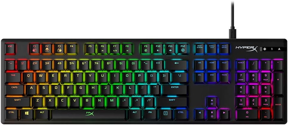 Alloy Origins - Mechanical Gaming Keyboard, Software-Controlled Light & Macro Customization, Compact Form Factor, RGB LED Backlit - Linear HyperX Red Switch (Black)