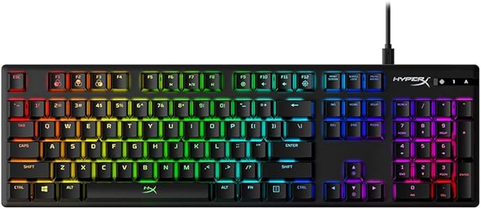 HyperX Alloy Origins, Tastiera Meccanica da Gaming Cablata, Illuminazione RGB, Telaio in Alluminio, 80 Milioni di Pressioni Garantite, Cavo USB-C, 3 Dispositivi Collegabili, Layout Inglese, Nera